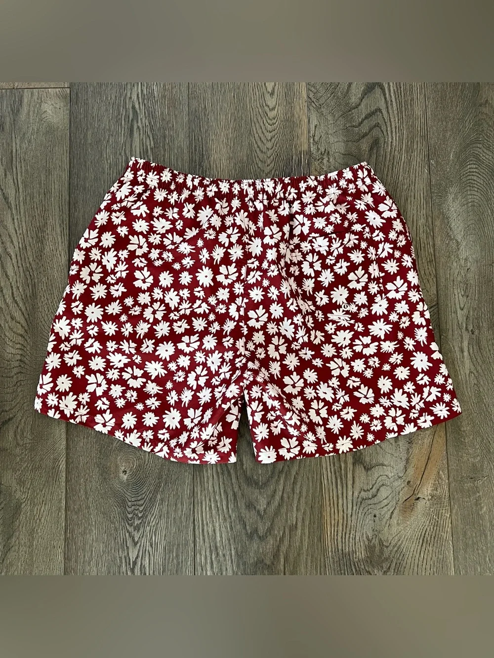 ZARA Men’s Red Floral Print Elastic Waist Swim Trunks Size XL